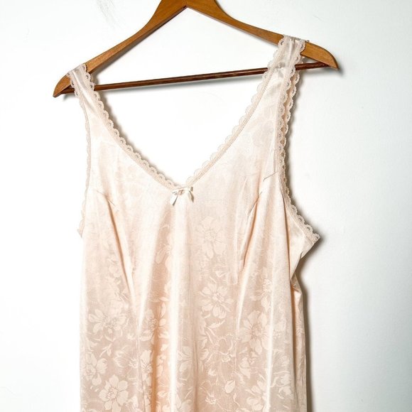 Vintage Pastel Pink Floral Satin Slip Midi Dress - Picture 6 of 10